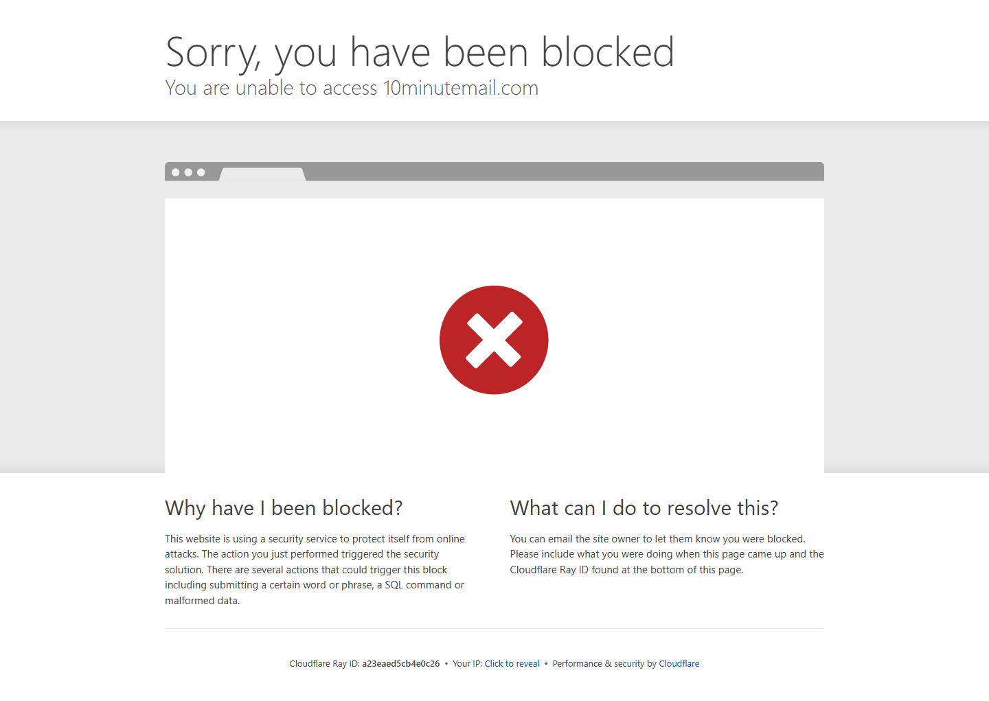 10 Minute Mail desktop Cloudflare block observed during Playwright testing on 2026-07-31
